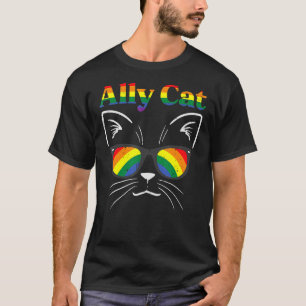 Camiseta Ally Cat Sunglass Gay Rainbow Pride Lgbt Suporte