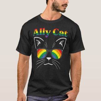 Camiseta Ally Cat Sunglasses Gay Rainbow Pride LGBT Support