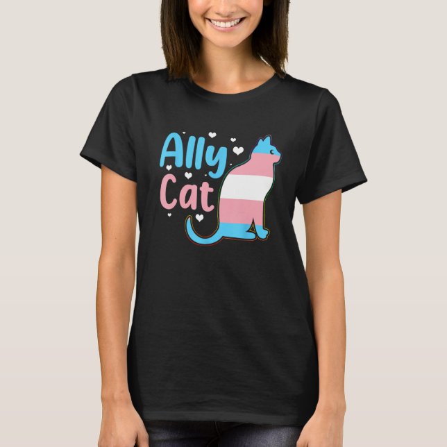 Camiseta Ally Cat Transgender Pride  Cat Kitten LGBT Trans  (Frente)