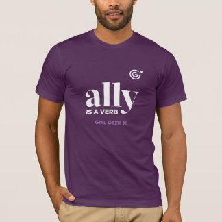 Camiseta Ally é um verbo - Logotipo branco em um chá roxo m