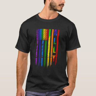 Camiseta Ally LGBT LGBT Orgulho Arco-Íris Bandeira American