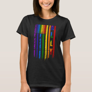 Camiseta Ally Lgbt Lgbtq Rainbow Pride American Flag 4th Of