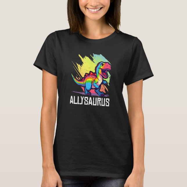 Camiseta Allysaurus Dinosaur Funny Dino Graphic Ally Equali (Frente)