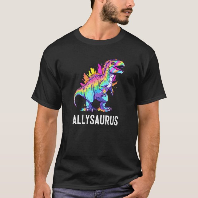 Camiseta Allysaurus Dinosaur Funny Dino Rainbow Equality LG (Frente)