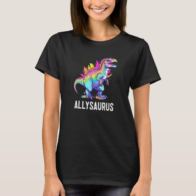 Camiseta Allysaurus Dinosaur Funny Dino Rainbow Equality LG (Frente)