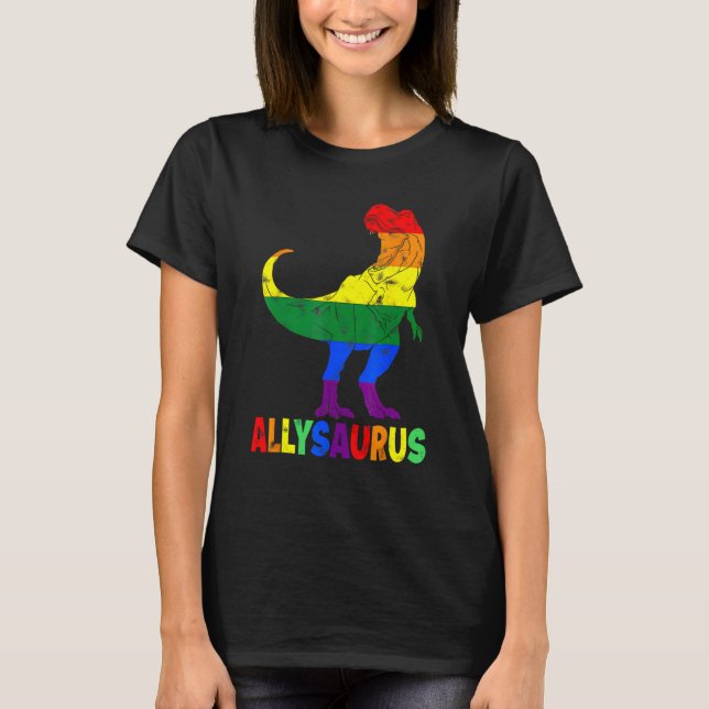 Camiseta Allysaurus LGB  Dinosaur Rainbow Flag Ally LGBT Pr (Frente)