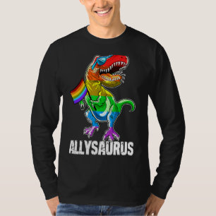Camiseta Allysaurus Lgbt Dinosaur Rainbow Pride Flag Gay Pr