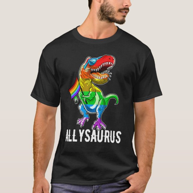 Camiseta Allysaurus Lgbt Dinosaur Rainbow Pride Flag Gay Pr (Frente)