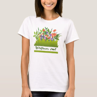 Camiseta Alma de flor selvagem - Flores vibrantes e lindas,