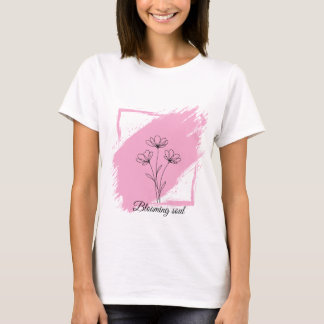 Camiseta Alma em Flor - Arte de Linha Floral Minimalista fl