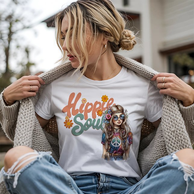 Camiseta Alma Hippie Retro (Criador carregado)