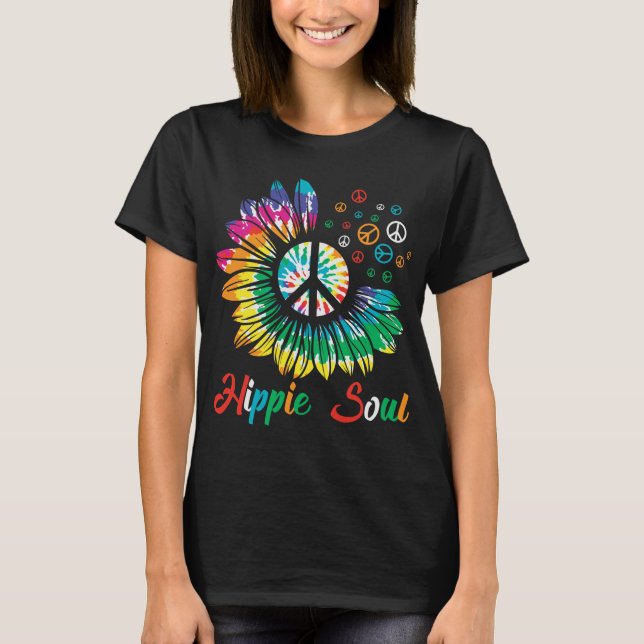 Camiseta alma hippie tie die dise sinal de paz (Frente)