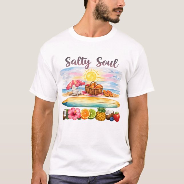Camiseta Alma Salgada Vibrações de Verão Retro Horizontal P (Frente)