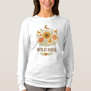 Camiseta Alma Selvagem - Capa estética do Boho Floral Vinta