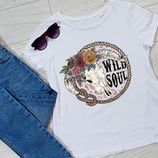 Camiseta Alma selvagem vintage Mulheres Florais