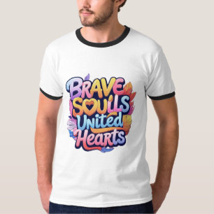 Camiseta Almas Corajosas Corações Unidos - Vibrante, Divert