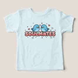 Camiseta Almas Gêmeas: Pássaros Azuis Kawaii Amor Pastel