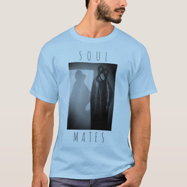 Camiseta "Almas Mates" Velas Cinza Design de carvão negro (Frente)