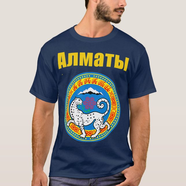 Camiseta Almaty Kazaquistão Casaco de Armas Gift Cazaquistã (Frente)
