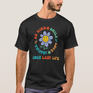 Camiseta Almoçadora Retro Groovy Floral School Lunch Lady L