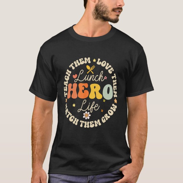 Camiseta Almoçar Hero Life Funny School Cafteria Trabalhado (Frente)
