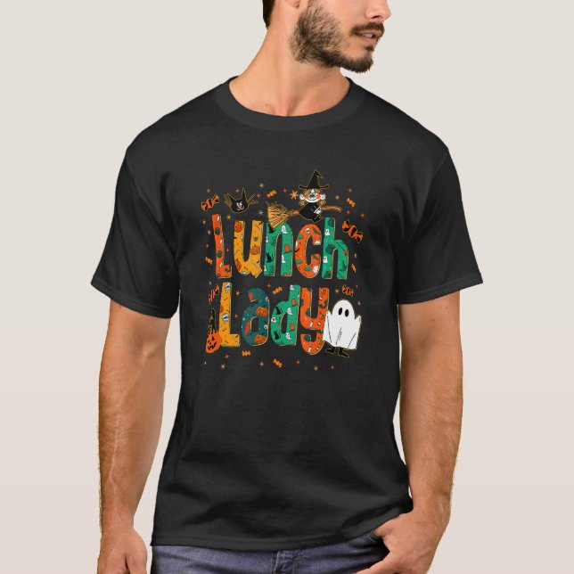Camiseta Almoço de Halloween Lady Cafeteria Spooky Lunch La (Frente)
