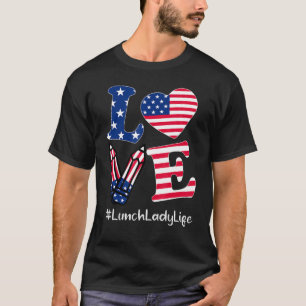 Camiseta Almoço Do Amor Lady American Flag Roupa 4 De Julho