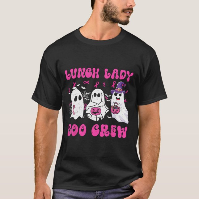 Camiseta Almoço Lady Boo Crew Pumpkin Halloween Cance (Frente)