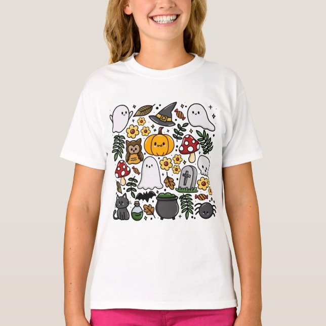 Camiseta Almofada com estampa fofa de Halloween (Frente)