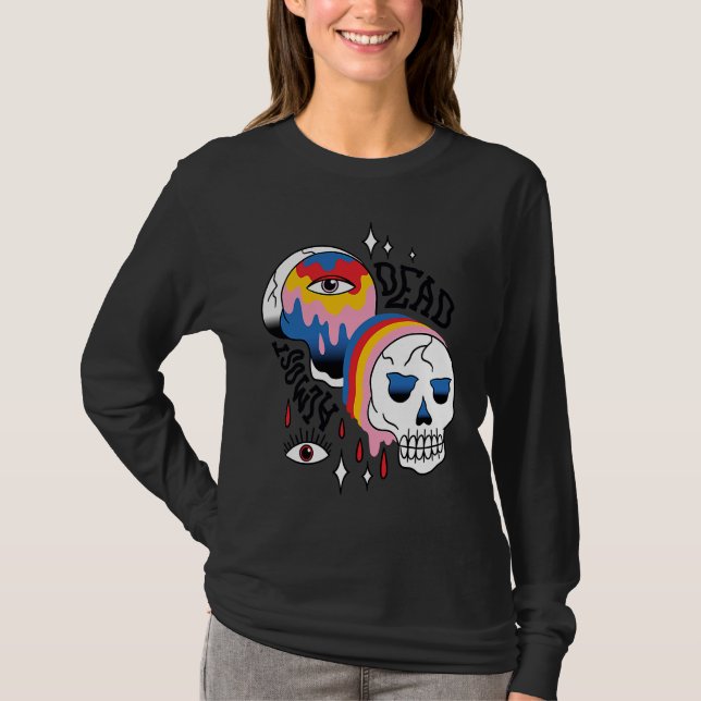 Camiseta Almost Dead Weird Bizarre Skull Rainbow (Frente)