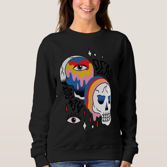 Camiseta Almost Dead Weird Bizarre Skull Rainbow (Frente)