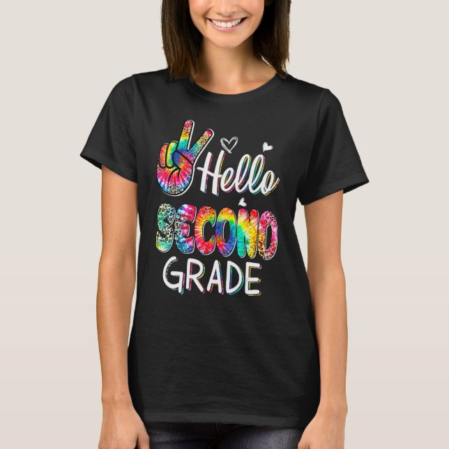 Camiseta Alô, 2º ano Tie Dye Leopard Graphic De Volta Para (Frente)