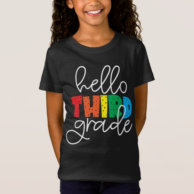 Camiseta Alô, 3º ano - Colorido bonito de volta à escola (Frente)