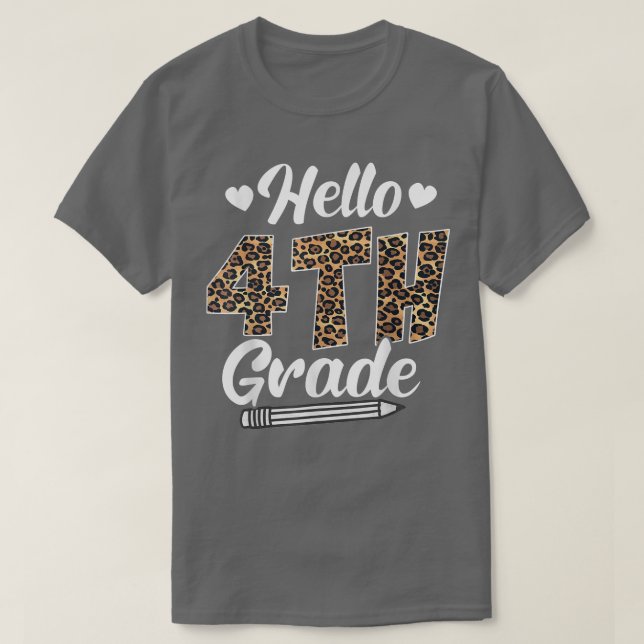 Camiseta Alô, 4º ano de volta aos professores de leopardo n (Frente do Design)
