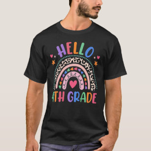 Camiseta Alô, 4º ano Leopard Boho Rainbow 1rua Dia De Sc