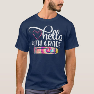 Camiseta Alô, 4º ano, Tie Dye de volta à escola, professor