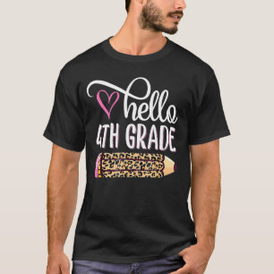 Camiseta Alô, 4º Grau Pink Leopard Pencil De Volta À Escola