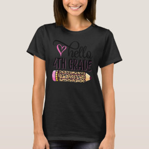 Camiseta Alô, 4º Grau Pink Leopard Pencil De Volta À Escola