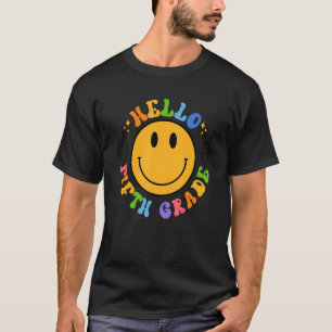 Camiseta Alô, 5º ano, Retro Smiley, 5, Voltar