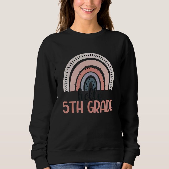 Camiseta Alô, 5 Grau Boho Arco-Íris, 5º ano Professor S (Frente)
