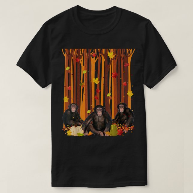 Camiseta Alô Autumn Monkey Maple Leaf Fall Pumpkin Mens W (Frente do Design)