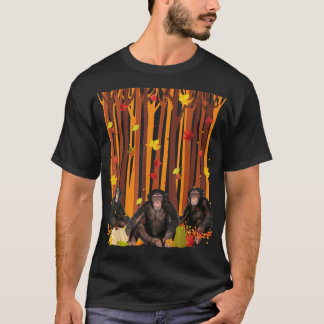 Camiseta Alô Autumn Monkey Maple Leaf Fall Pumpkin Mens W