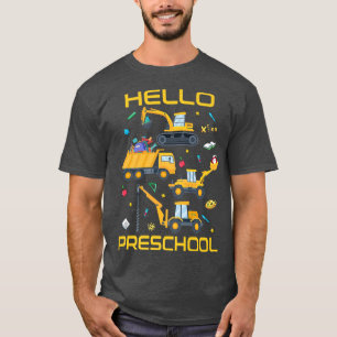 Camiseta Alô, Caminhão de Construção Da Pré-Escola Voltar À