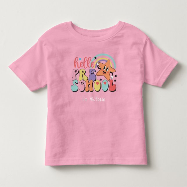 Camiseta Alô, Colorida de Volta à Rosa Escolar (Frente)