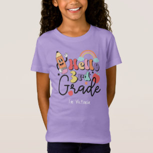 Camiseta Alô, colorido do terceiro ano, escola primária
