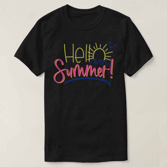 Camiseta Alô Colorido Summer Sunny Beach Waves (Frente do Design)