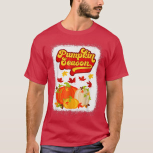 Camiseta Alô da época das abóboras outono folhas coloridas