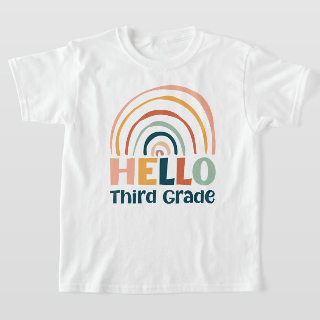 Camiseta Alô, escola arco-íris do 3º ano colorida (Postura )