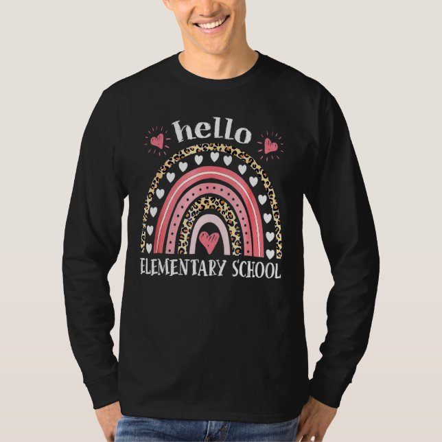 Camiseta Alô Escola Elementar Leopard Rainbow Professor Ba (Frente)