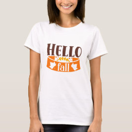 Camiseta Alô Fall Cute Girning Typografia Autumn Cote